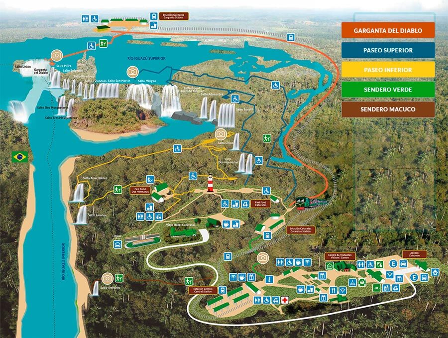 Mapa del parque nacional Iguazú